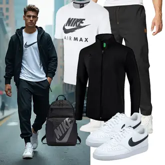 Streetwear Outfit mit Schwarz/Khaki/Dunkelgrau/Dunkelblau/Dunkelgrün Musselin Hose/Trainingshose/Karottenhose/Funktionshose/Sporthose/Jogger Hose/Cargo-Jogginghose/Capri ZOXOZ "sport outfit"Look: Sportlich, Goa, Outdoor, Trendige, Stil, Smart Casual, Workwear, Skater, Casual, Rap, Hip Hop, Nahtlos, Streetwear, Unisex