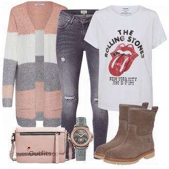Outfit mit Grau/Braun Stiefel Timberland "Timberland Stiefel"