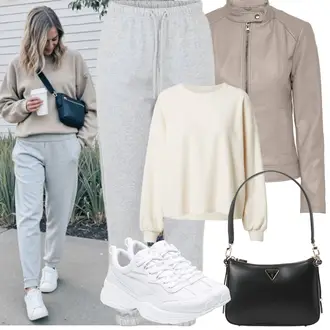 tenues avec Gris/Marron/Beige Veste de Mi-saison/Veste de Motard/Veste en Cuir Veste en Simili Cuir/Veste avec Zip Latéral/Bomber en Cuir/Veste en Cuir/Veste de Moto JdY "Tenue de printemps"