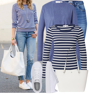 Outfit sa Plava/SvjetloPlava Hlače Traper Tajice/Jeggings Only "Moderna kombinacija za slobodno vrijeme"