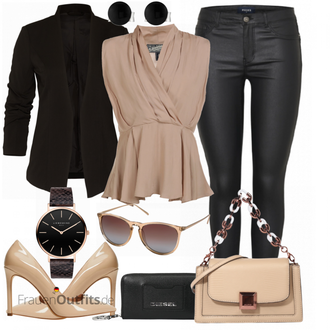 Elegante Outfits mit Schwarz/Weiß Lederjacke/Lederimitathose/Lederlegging/Leggings Lederoptik/Lederhose/Skinny Hose/Treggings/Biker Jeans/Thermojeans/Leder Schuhe Pieces "Eleganter Look"