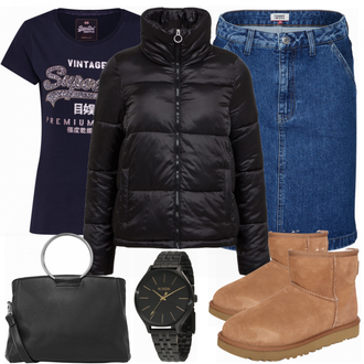 Outfit mit T-Shirt Superdry "Jeansrock"