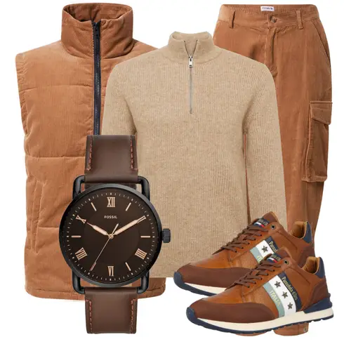 Beige/Orange/Khaki/Braun Cordhose/Cord Latzhose/Cord Legging/Carpenter Hose/Cargohose ABOUT YOU Limited kombinieren