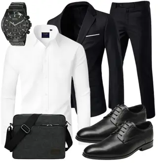 Latex Outfit mit Schwarz Bruno Marc "Business Outfit"