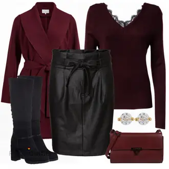 Elegante Outfits Coole mit Schwarz Lederimitatröcke/Leder Minirock/Lederröcke/Rock Zum Binden VERO MODA "Elegantes Herbst Outfit"Look: Uni, A-linie, Edel, Coole, Elegant, Büro, Old Money, Wetlook