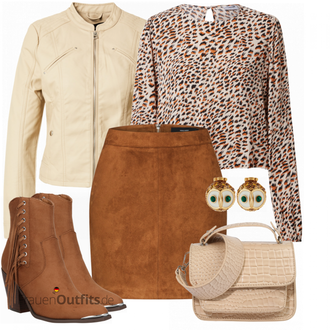 Outfit mit Khaki/Beige/Braun Lederjacke/Nachhaltige Jacke/Kurzjacke/Reitjacke/Jacke mit Seitlichem Reißverschluss/Bikerjacke/KunstLederjacke/Frühlingsjacke/Motorradjacke/Sommerjacke VERO MODA "Modischer Look für den Herbst"