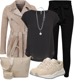 Outfit mit Schwarz Hose Große Größe/Leggings Große Größe/High Waist Hose/Strick Legging/Paperbag Hose/Steghose VERO MODA "Modisches Freizeit Outfit"