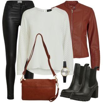 Winter Outfits mit Weiß/Grau Bluse & Tunika Bluse Object "Winterlicher Look"