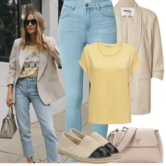 Outfit sa Bež/Krem espadrila/espadrila sandala/espadrila mula About You "Proljetni Outfit"