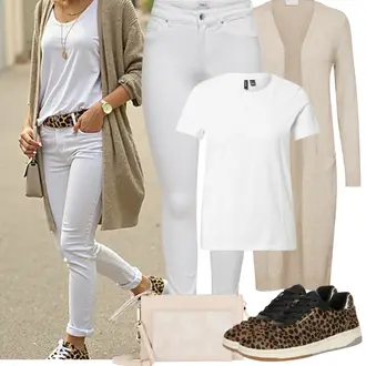 viskóza Outfit sa Bež/Kaki/Smeđa Pletivo Veći Broj Vila "Jarní outfit"