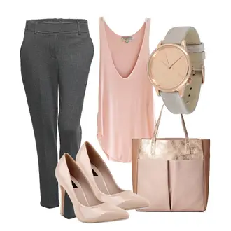 Metallic Outfit mit Grau High Heel Stiefelparadies "Officestyle"
