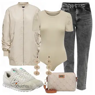 Outfit mit Beige Schmuck HALLHUBER "Cooler Look für den Frühling"