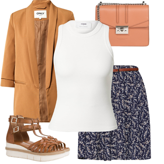 Outfit mit Dunkelblau/Lila/Blau Short Große Größe/Bedruckter Rock/90er Rock/Moderne Rock/A Linien Rock/Ausgestellter Rock/Rock Zum Binden/Unisex Rock/80er Rock/60er Jahre Rock About You "Eleganter Look"