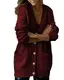 Maxwinee Strickjacke Damen Zopfmuster Oversized Grobstrick Winter Cardigan mit Knöpfe Elegant V-Ausschnitt Strickmantel