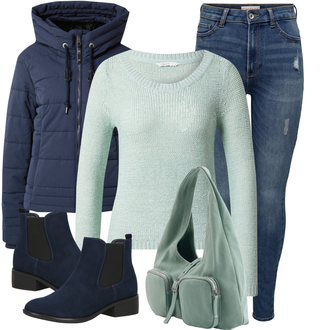 Winter Outfits mit Hellgrün/Hellblau/Grün Gürteltasche/Tragetasche/StoffTasche/Diabetiker-Tasche/Wickeltasche/Schultertasche/Militär Tasche/Puffer-Tasche/Schultertasche Pull&Bear "Modisches Winter Outfit"