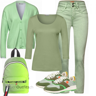 Outfit mit Grün Sneaker SCOTCH & SODA "Cooler Look für den Frühling"