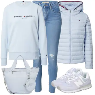 90er Outfit mit Hellblau/Blau Jeans Leggings/Jeggings/Löcherne Hose/Skinny Hose/Hose mit Schlitz/Knöchelstiefel/High Waist Jeans/Jeans mit Schlitz/Jeans mit Loch/Push up Jeans/Lederjacken/Lederjacke levi's ® "Herbstlicher Look"Look: Rad, 90er, Coole, Disco