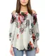 ZANZEA Damen Schulterfrei Blumen T-Shirts 3/4 Arm Freizeit Blusen Oversize Oberteile Tops Weiße Blume Small