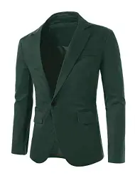 uxcell Herren Slim Fit Reverskragen EIN-Knopf Blazer Sakko Grün 52