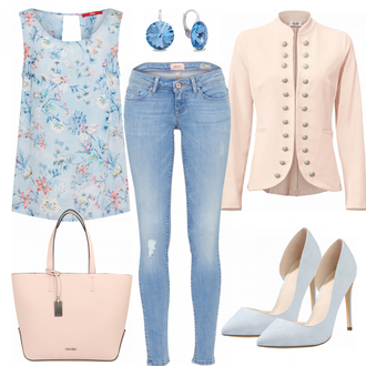 Rauten Outfit mit Blau/Grün/Hellblau/Türkis Ohranhänger/Ohrhänger Spark "Nina"