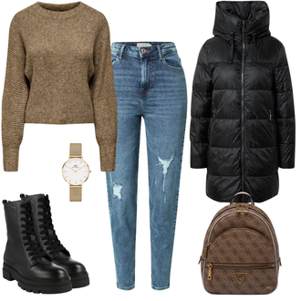 Leder Outfit mit Schwarz/Blau SchnürStiefel/Klassischer Stiefel/SpringerStiefel Tommy Hilfiger "Stylisher Alltagslook"