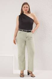 Curve Green High Waist Wide Leg Plus Size Jeans
