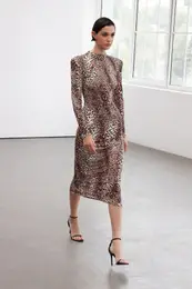 Limited Edition Multicolored Leopard Print Chic Evening Dress