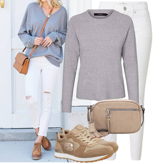 Outfit mit Braun/Beige/Gelb gesundheitsschuh/Leder Sneaker/Freizeitschuh/Sommer Sneaker/Sneaker Low/Vintage Sneaker/Schmaler Sneaker/Winter Sneaker/Teddy Sneaker/Walkingschuh Skechers "Einzigartiges Freizeit Outfit"
