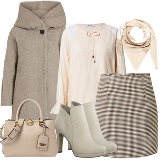 Outfit s Hnědá/Béžová/Bílá/Khaki Bandana/Šátek na hlavu/Šál About You "Elegantní Podzimní Outfit"