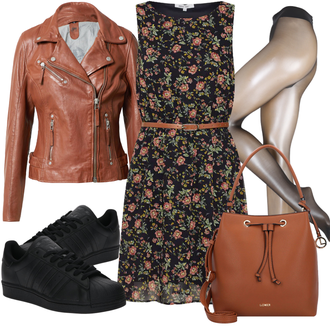 Outfit mit Braun/Orange Bikerjacke/KunstLederjacke/Lederjacke/Motorradjacke/Vintage Lederjacke gipsy by mauritius "Schönes Frühlingsoutfit"
