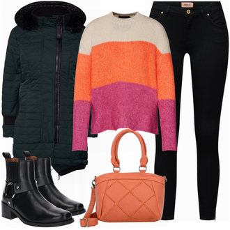 Outfit met blauw Khujo "oranje"