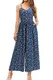 LAISHEN Jumpsuit Damen Sommer Overall Lang Hosenanzug Elegant Weites Bein Hose Playsuit Romper mit Taschen (Floral 06, M)