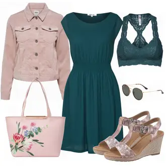 Outfit mit Türkis/Dunkelgrün/Grün Kleid Große Größe/A-Linien Kleid/Kleid mit Tasche/Neckholder Kleid/Jerseykleid/Plissee Kleid/Standesamt Kleid/Etuikleid/Ärmelloses Kleid/Einfarbig Kleid/Trägerloses Kleid About You "About You"