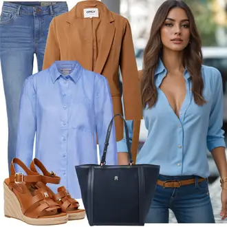 Mit Fransen Outfit mit Braun/Beige Mantel/Boyfriend Blazer/Cargoblazer/Lederjacke/Longblazer/Oversize Blazer/Lederjacke für Männer Only "Sommer Look für modische Frauen"
