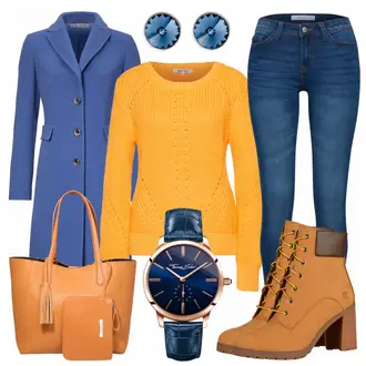Outfit mit Braun Leder Schlaghose/Stiefel/Leder Bomberjacke/Leder Minirock/Leder Mantel Timberland "Sonne"