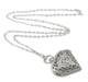 Groot Hart Opengewerkt Zilverkleurig - Kettinghorloge Lange Ketting - Dames - 80 cm