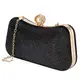 Jeesblsy Damen Clutch Abendtasche Bag, Elegante Kette Tasche, Shining Handtasche Umhängetasche Klein Portemonnaie für Hochzeit Party Cocktail (Schwarz)