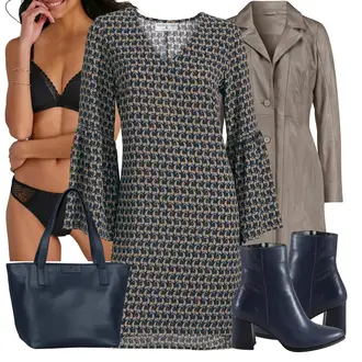 Outfit mit Grau/Braun/Beige Leichter Mantel/Übergangsmantel/Ledermantel/Schmal Geschnittener Mantel/Sommermantel/KunstLedermantel/Trenchcoat/Women's Trenchcoats/Gehröck Default "Cooles Herbst Outfit"