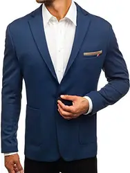 BOLF Herren Sakko Sweatjacke Slim Fit Blazer Anzug RIPRO 1652 Blau M [4D4]