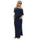 Xinan Kleid Damen Sommer Lange Maxi Party Abendkleid (L, Navy Blau)