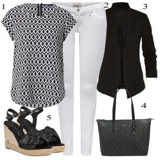 Četvrt rukavi Outfit sa Tamnoplava/Crna/Crvena Bluza s Podignutim Ovratnikom/Bluza Kratkih Rukava/Bluza s Uzorkom/Tunika Majica/Tunika Kratkih Rukava/Bluza s Printom Only "Ljetni outfiti"