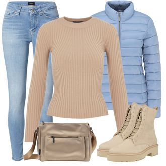 Outfit mit Braun/Beige/Khaki SpringerStiefel/Flache Stiefelette/SchnürStiefelette/Klassischer Stiefel Paul Green "Winterlicher Look"
