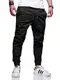 behype. Herren Hose Chino Jogger Jeans Chinohose Cargohose Freizeithose Gummibund Stretch BH_C-33-Black-W32