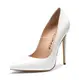 Castamere Damen Pumps High Heels Klassische Stilettos Spitzen Pfennigabsatz Pumps Slip On Elegant Hochzeit Party Schuhe 12CM Stiletto Heels Lackleder Weiß Pump EU 37