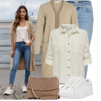 Elastischer Outfit mit Hellblau Slim Fit Jeans/Damen 7/8-Länge Jeans/Schlupfjeans/Leder Schuhe/Jeans mit Schlitz/High Waist Jeans/Push up Jeans Only "Freizeit Outfit für den Frühling"