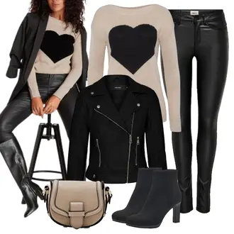 Party Outfits mit Schwarz/Weiß/Orange Lederimitathose/Leggings Lederoptik/Jeggings/Lederhose/Lederlegging/Skinny Hose/Treggings Only "Modischer Look für den Herbst"