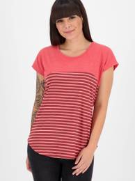 Red women's striped T-shirt - Women