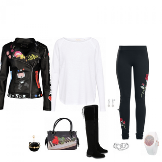 Elegant Outfit mit Schwarz Overknee Stiefel/Flache Overknee Stiefel Stiefelparadies "Whispers"Look: Rad, Oversize, Overdressed, Casual, Premium, Unisex, Elegant, Schlichte