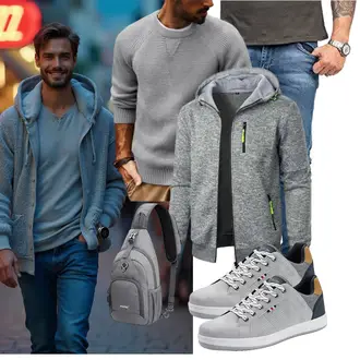 Rad­fahren Outfit mit Grau G4Free "Freizeit Outfit"Look: Rad­fahren, Wandern, Laufen, Trekking