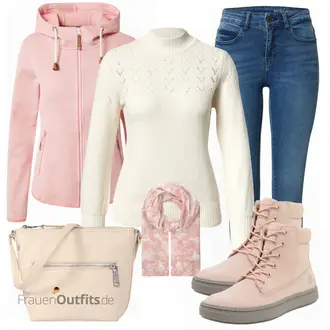 Outfit mit Rosa Stiefel Timberland "Modischer Look für den Herbst"